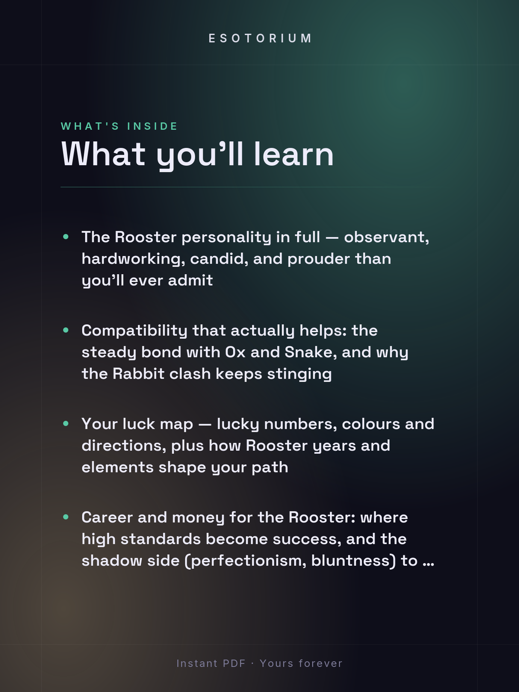 Year of the Rooster — Personality & Destiny — what you'll learn