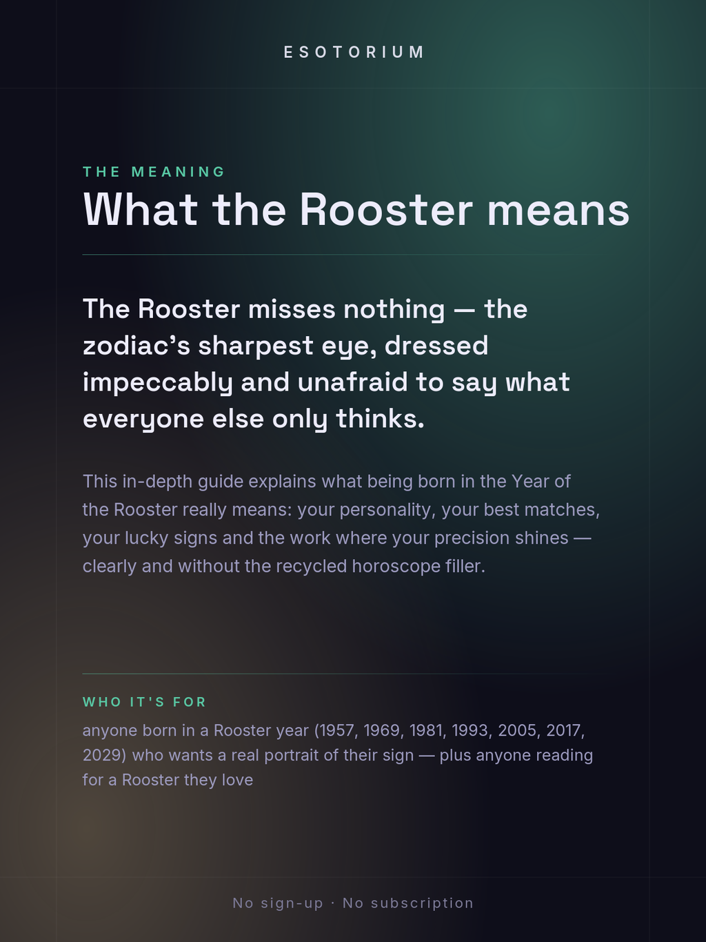 Year of the Rooster — Personality & Destiny — what it means