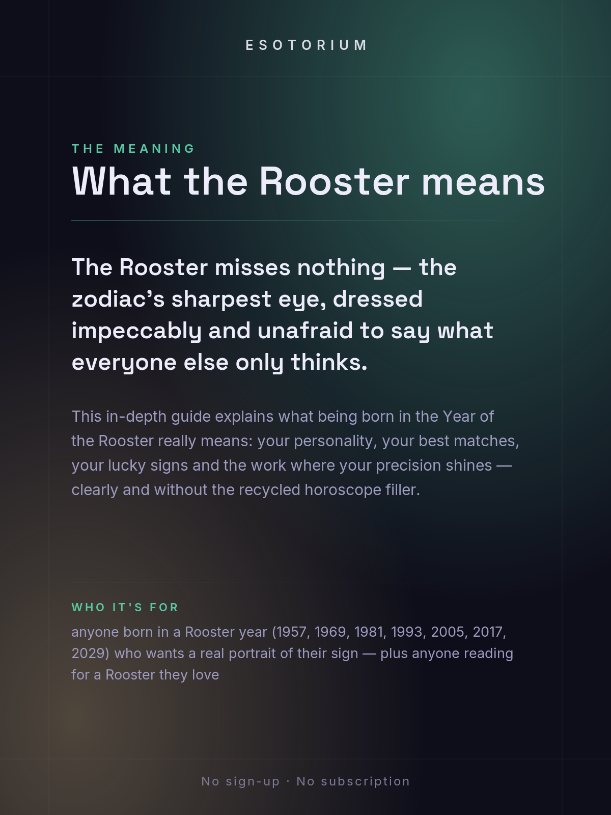 Year of the Rooster — Personality & Destiny — what it means