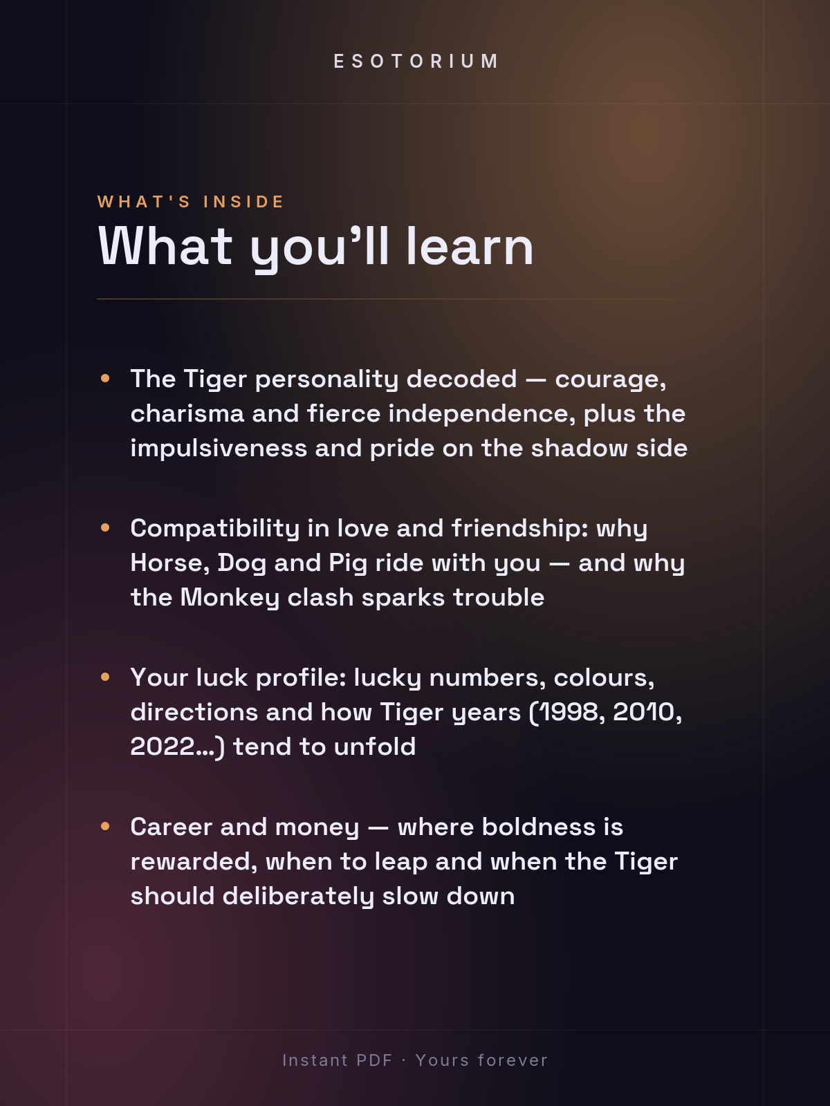 Year of the Tiger — Personality & Destiny — what you'll learn