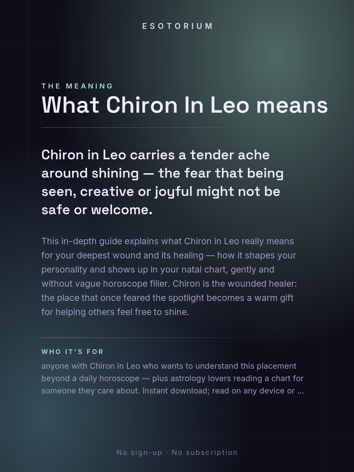 Chiron in Leo — Meaning in Your Birth Chart — What it means