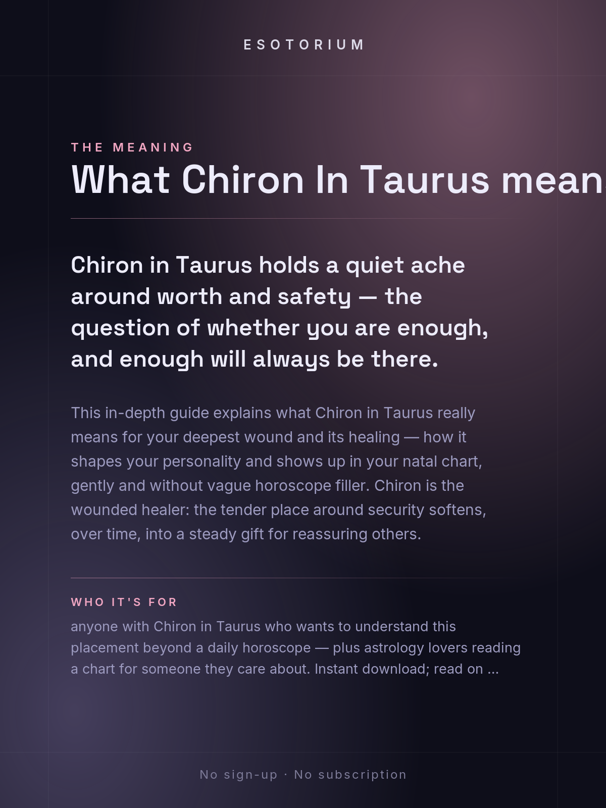 Chiron in Taurus — Meaning in Your Birth Chart — What it means
