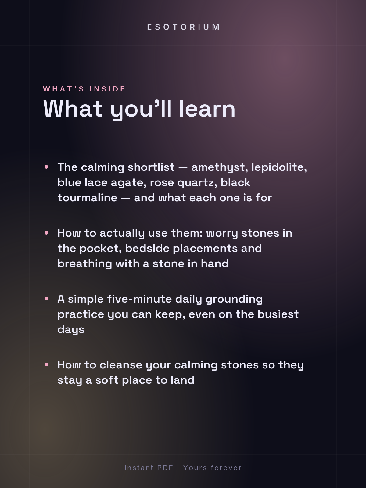 Crystals for Anxiety & Stress Relief — what you'll learn