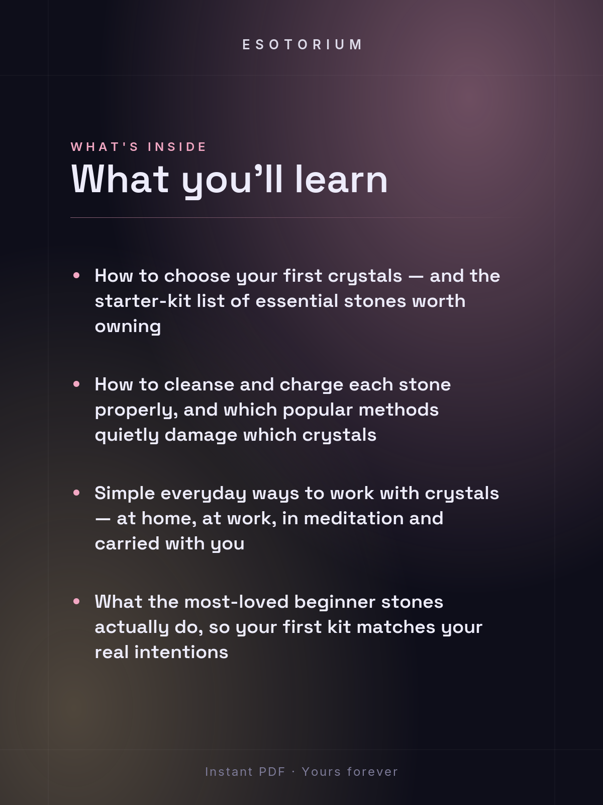 Crystals for Beginners — Complete Starter Guide — what you'll learn