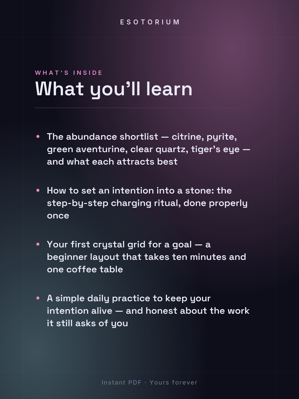 Crystals for Manifestation & Abundance — what you'll learn