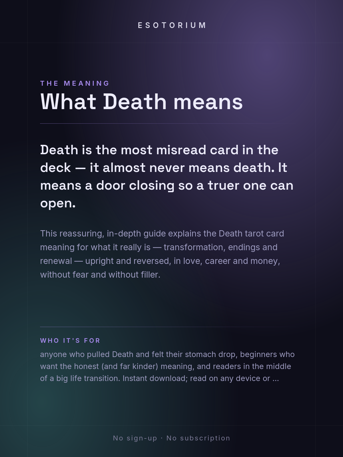 Death — Tarot Card Meaning (Upright & Reversed) — Who it's for