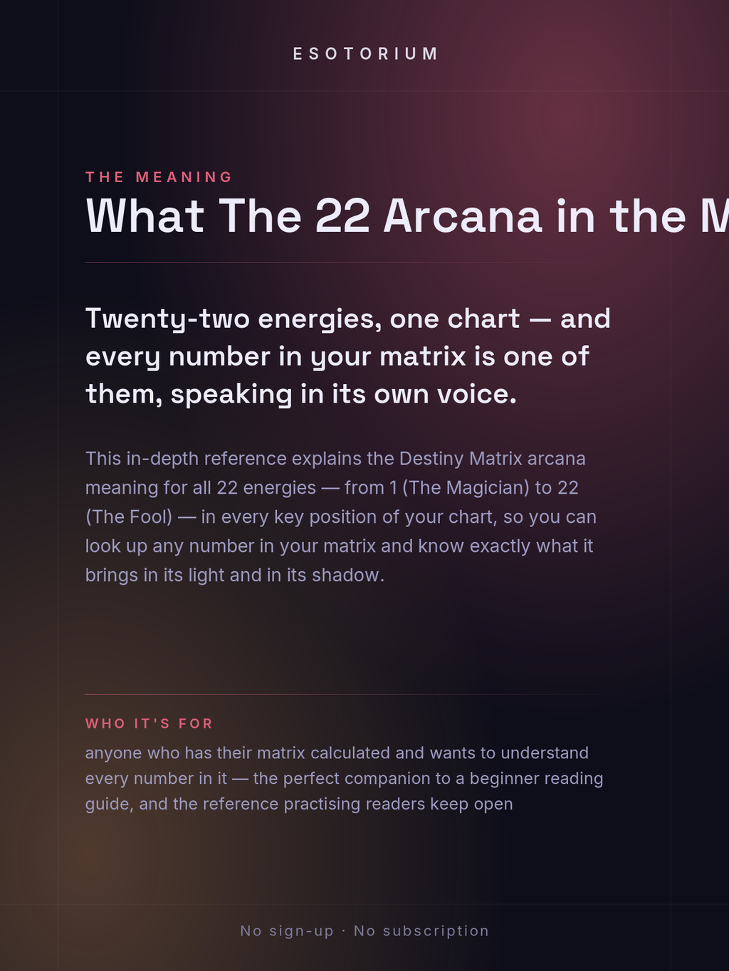 The 22 Arcana in the Matrix of Destiny — what it means