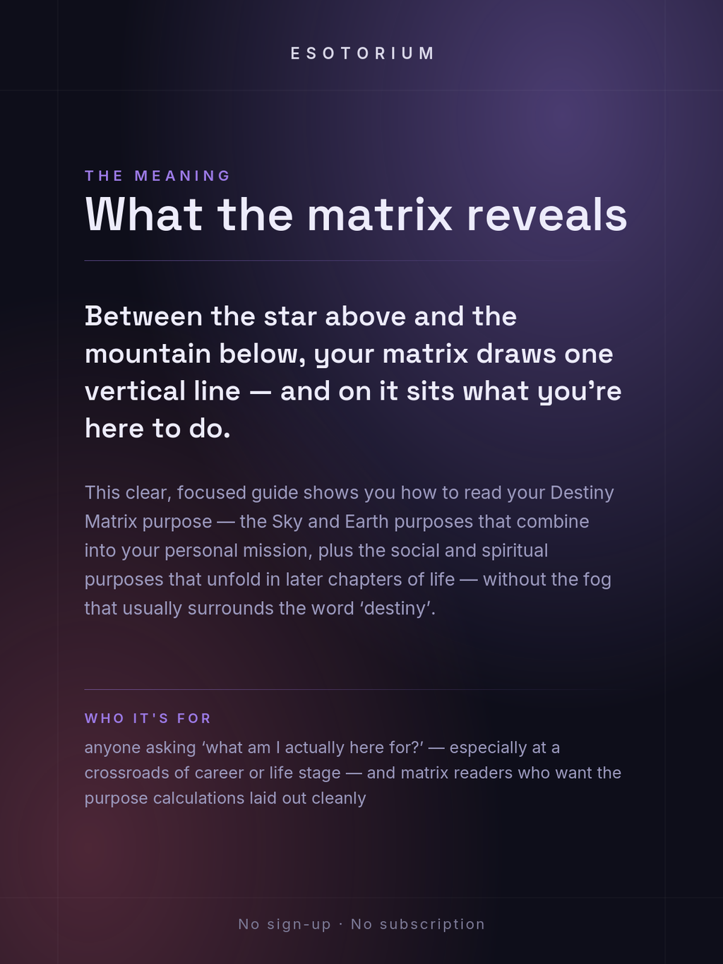 Destiny Matrix Life Purpose — Sky & Earth Purposes — what it means