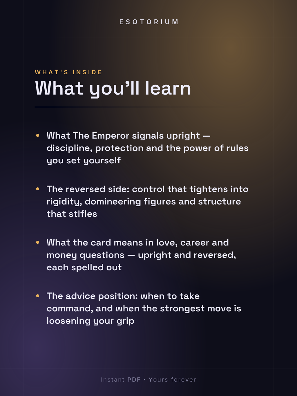 The Emperor — Tarot Card Meaning (Upright & Reversed) — What's inside