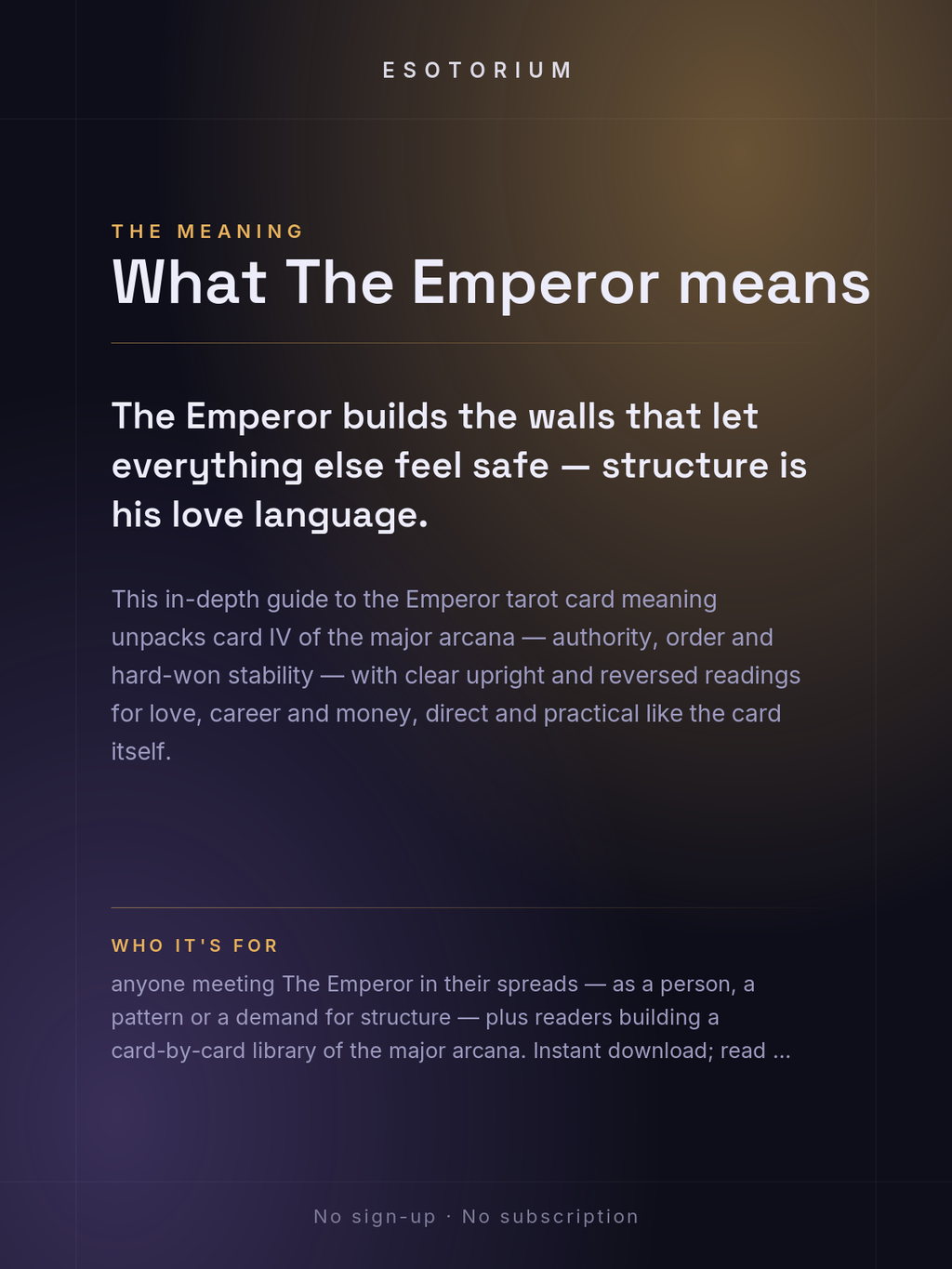 The Emperor — Tarot Card Meaning (Upright & Reversed) — Who it's for