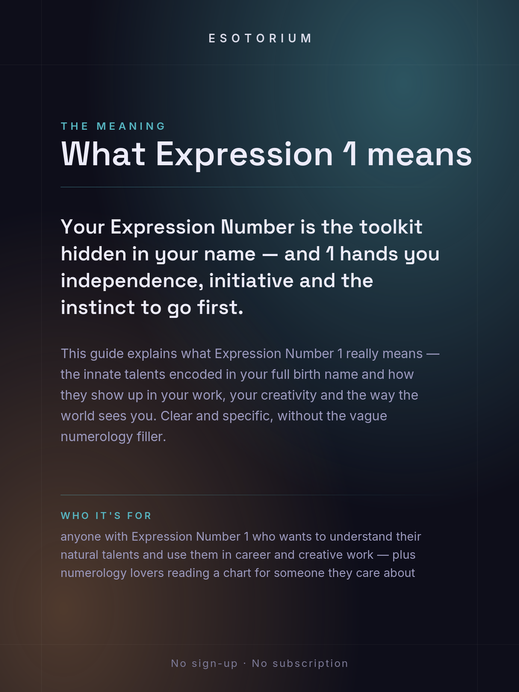 Expression Number 1 — Meaning & Talents — what it means