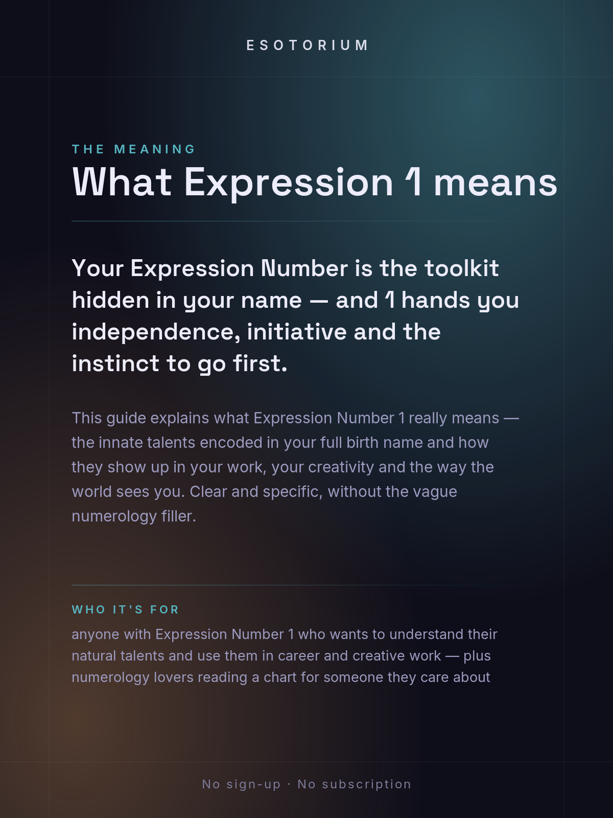 Expression Number 1 — Meaning & Talents — what it means