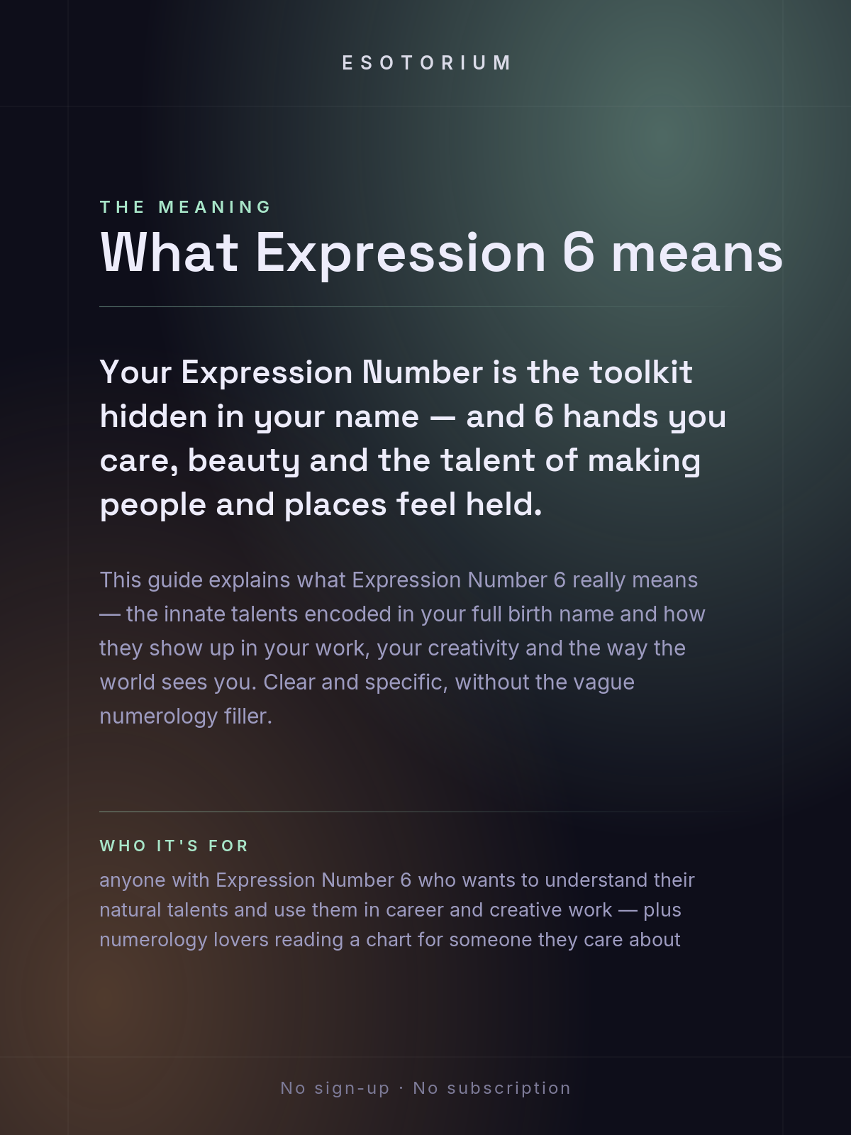 Expression Number 6 — Meaning & Talents — what it means