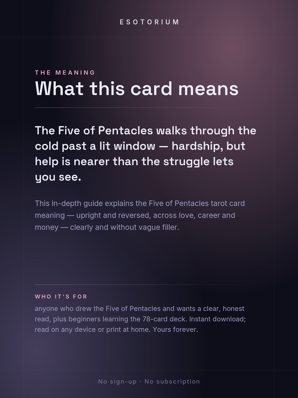 Five of Pentacles — Tarot Card Meaning (Upright & Reversed) — Who it's for