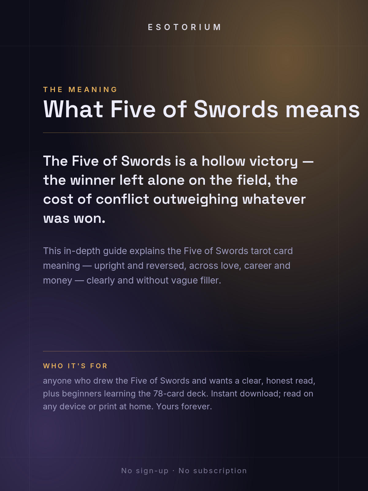 Five of Swords — Tarot Card Meaning (Upright & Reversed) — Who it's for