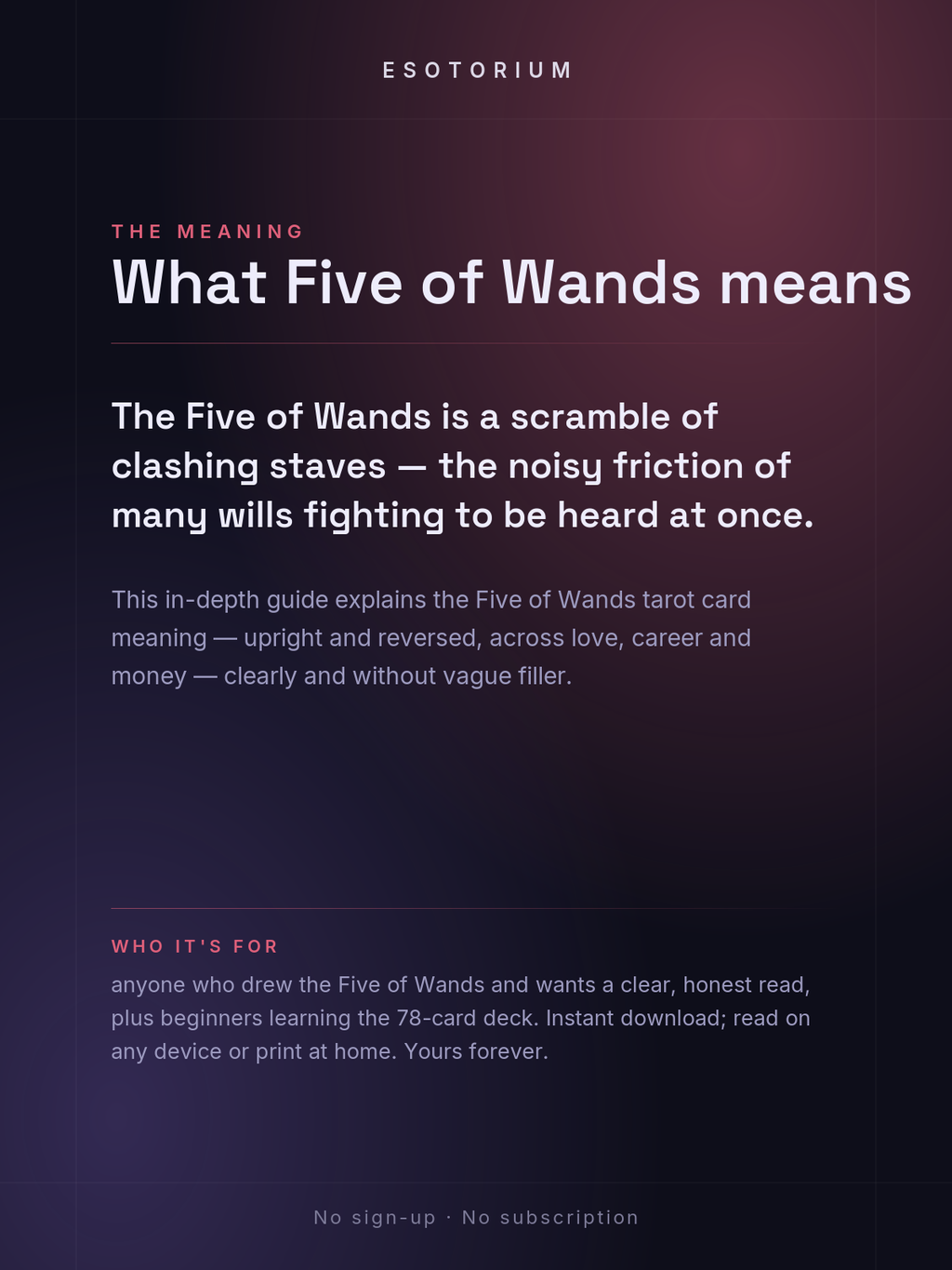Five of Wands — Tarot Card Meaning (Upright & Reversed) — Who it's for