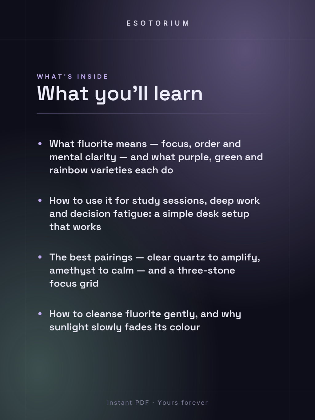 Fluorite — Meaning, Uses & Healing Properties — what you'll learn