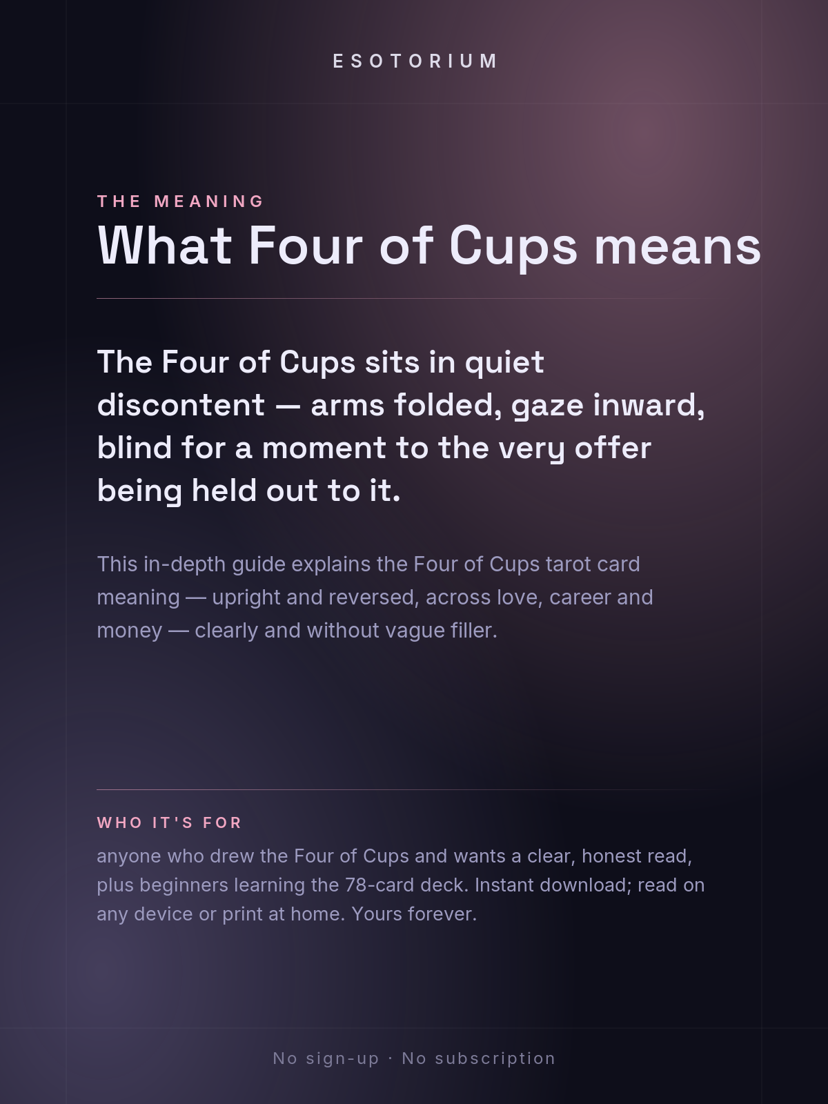 Four of Cups — Tarot Card Meaning (Upright & Reversed) — Who it's for
