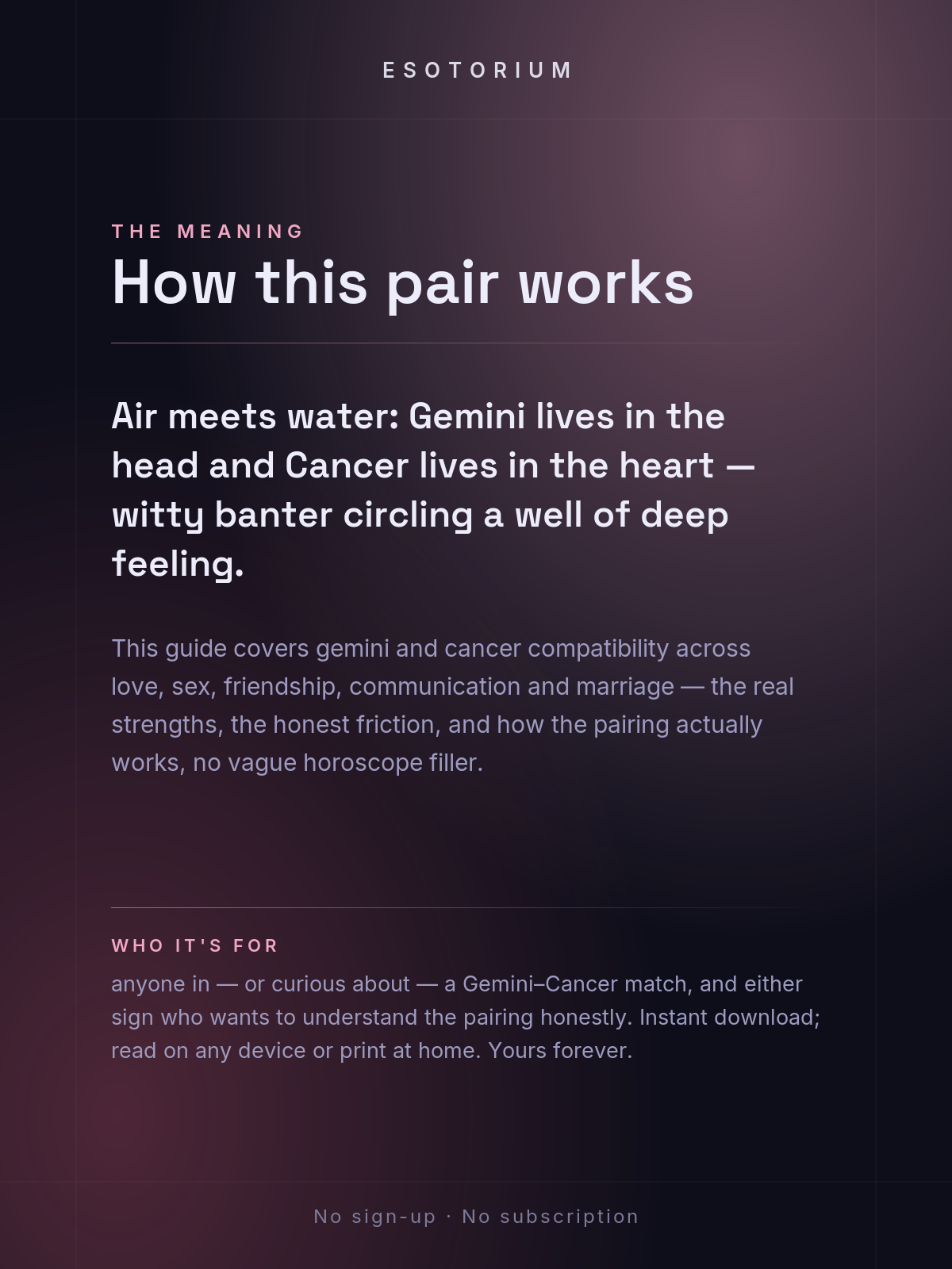 Gemini and Cancer Compatibility — Love, Sex & Friendship — What it means
