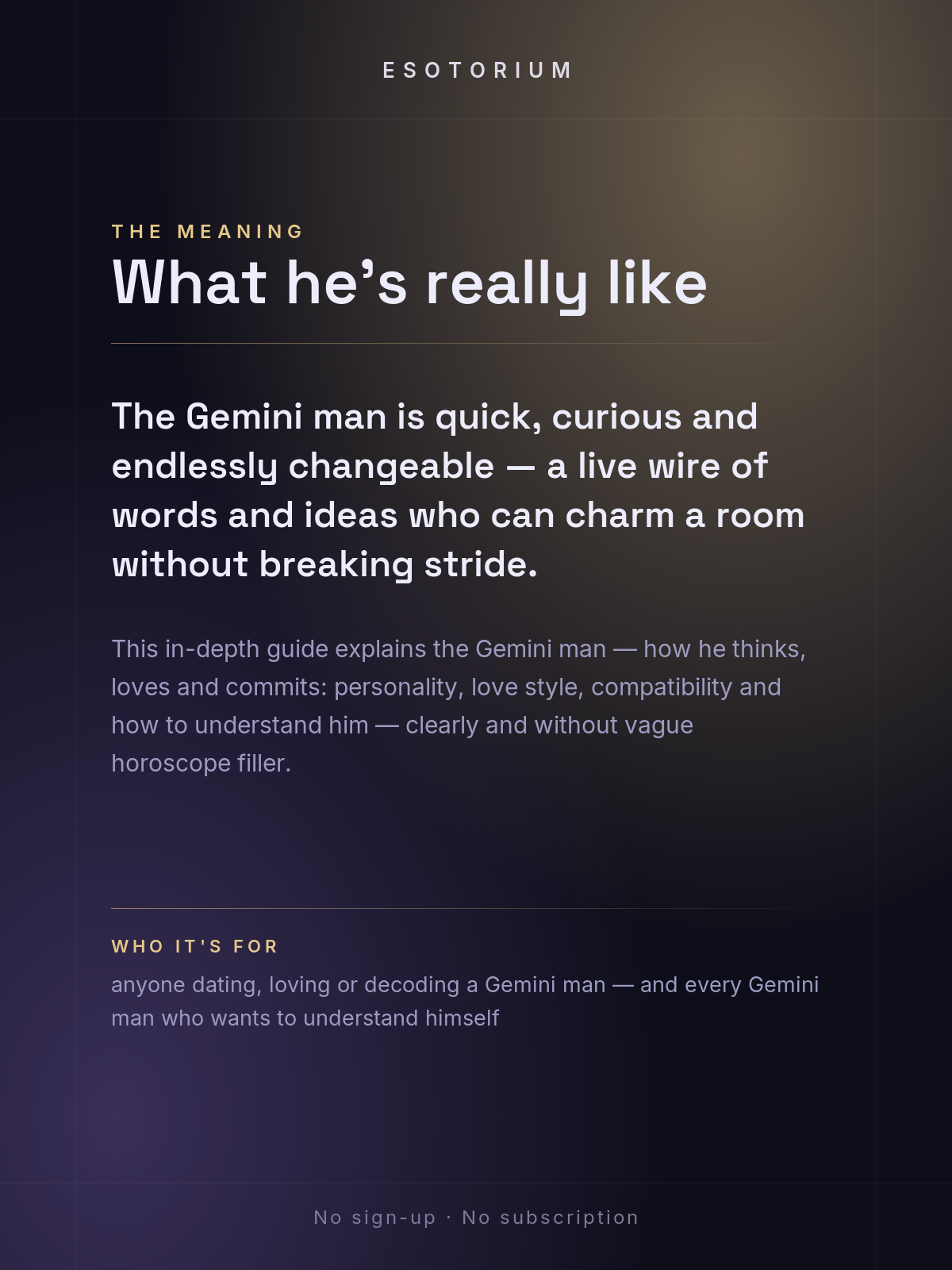 The Gemini Man — Personality, Love & Compatibility — what it means