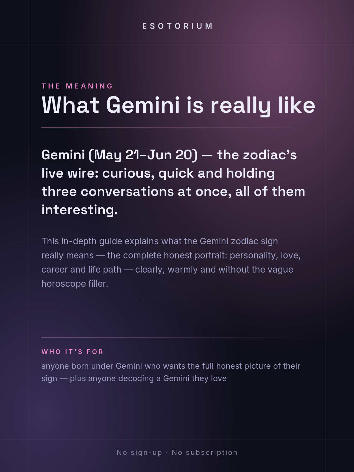 Gemini Zodiac Sign — Complete Personality Guide — what it means
