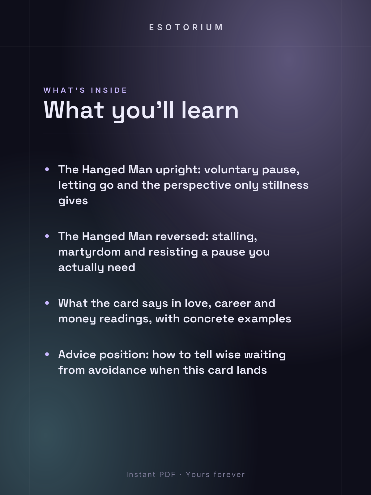 The Hanged Man — Tarot Card Meaning (Upright & Reversed) — What's inside