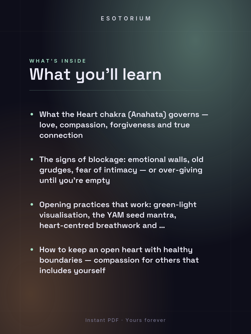 Heart Chakra — Healing & Balancing Guide — what you'll learn