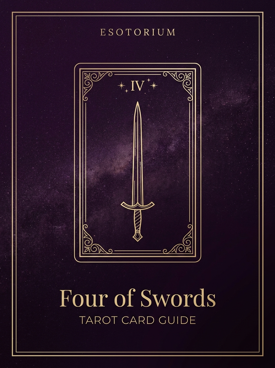 Four of Swords tarot card, Esotorium PDF cover
