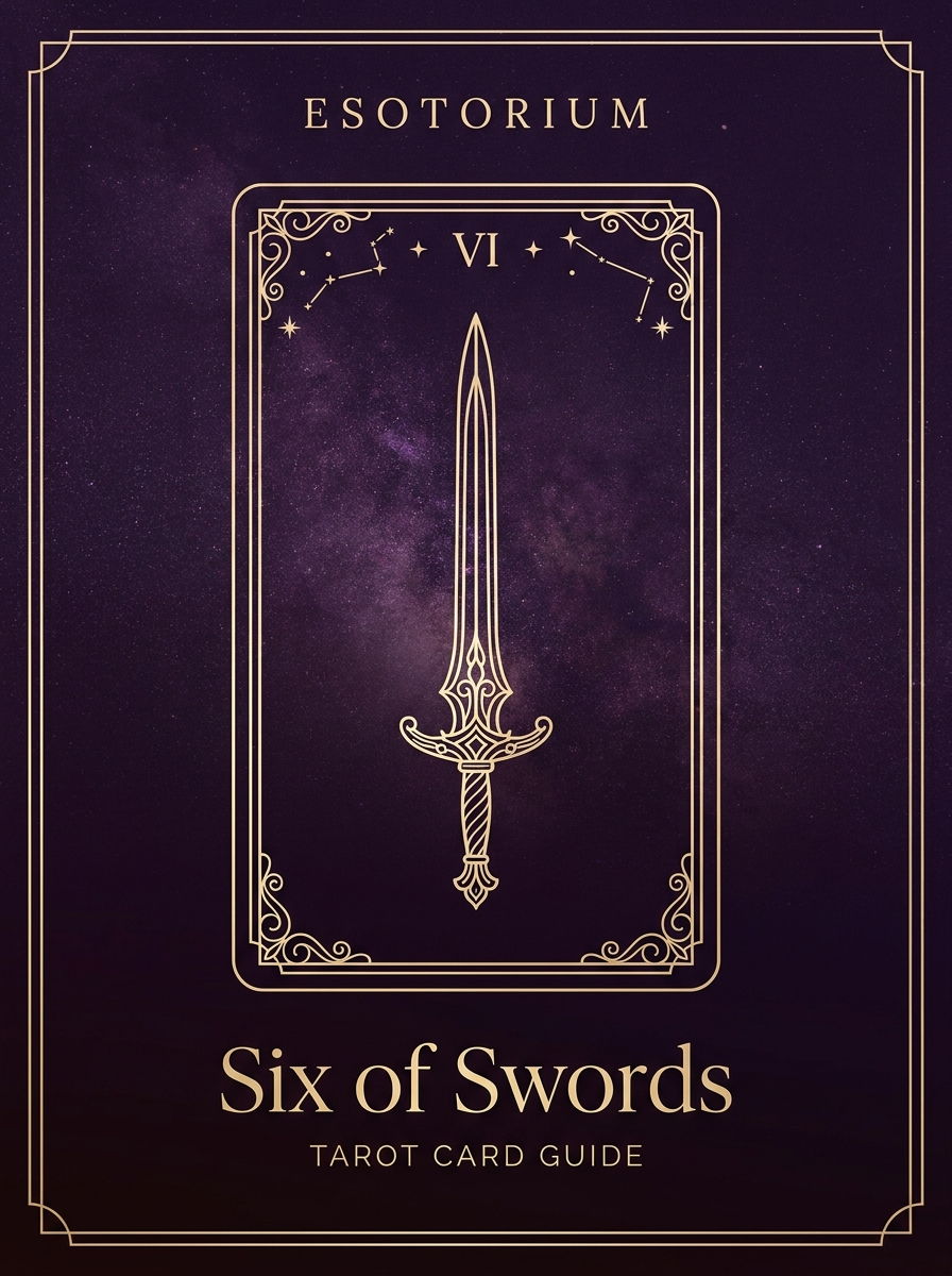Six of Swords tarot card, Esotorium PDF cover