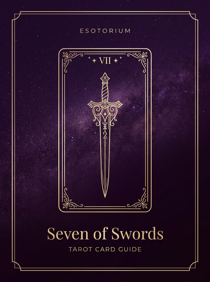 Seven of Swords tarot card, Esotorium PDF cover