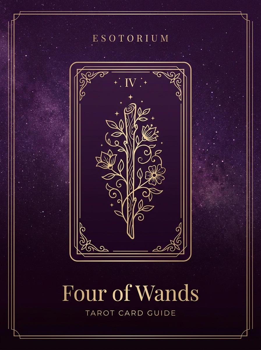 Four of Wands tarot card, Esotorium PDF cover