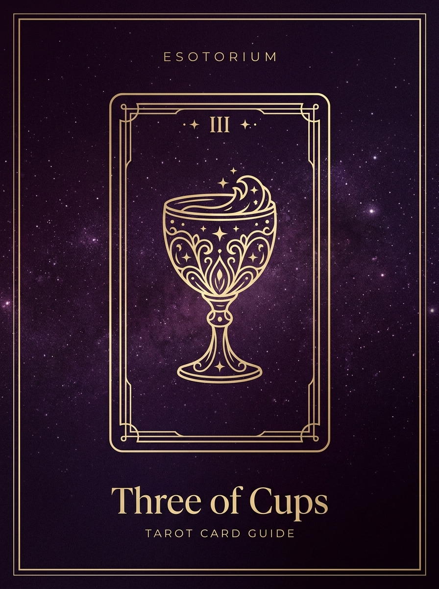 Three of Cups tarot card, Esotorium PDF cover