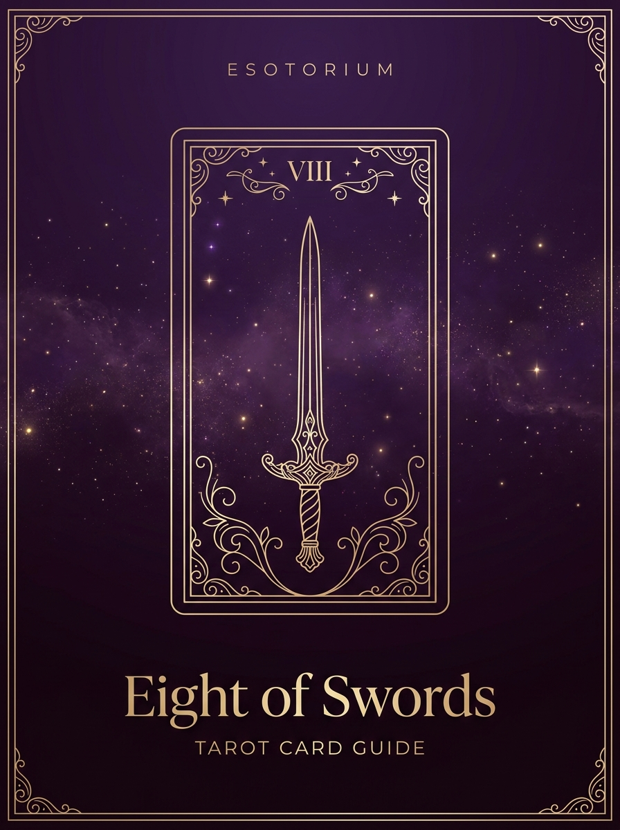 Eight of Swords tarot card, Esotorium PDF cover