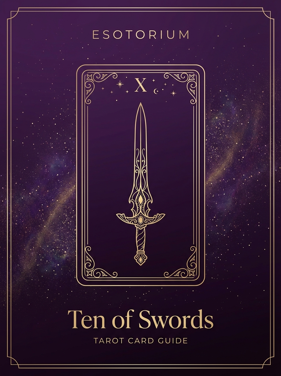 Ten of Swords tarot card, Esotorium PDF cover