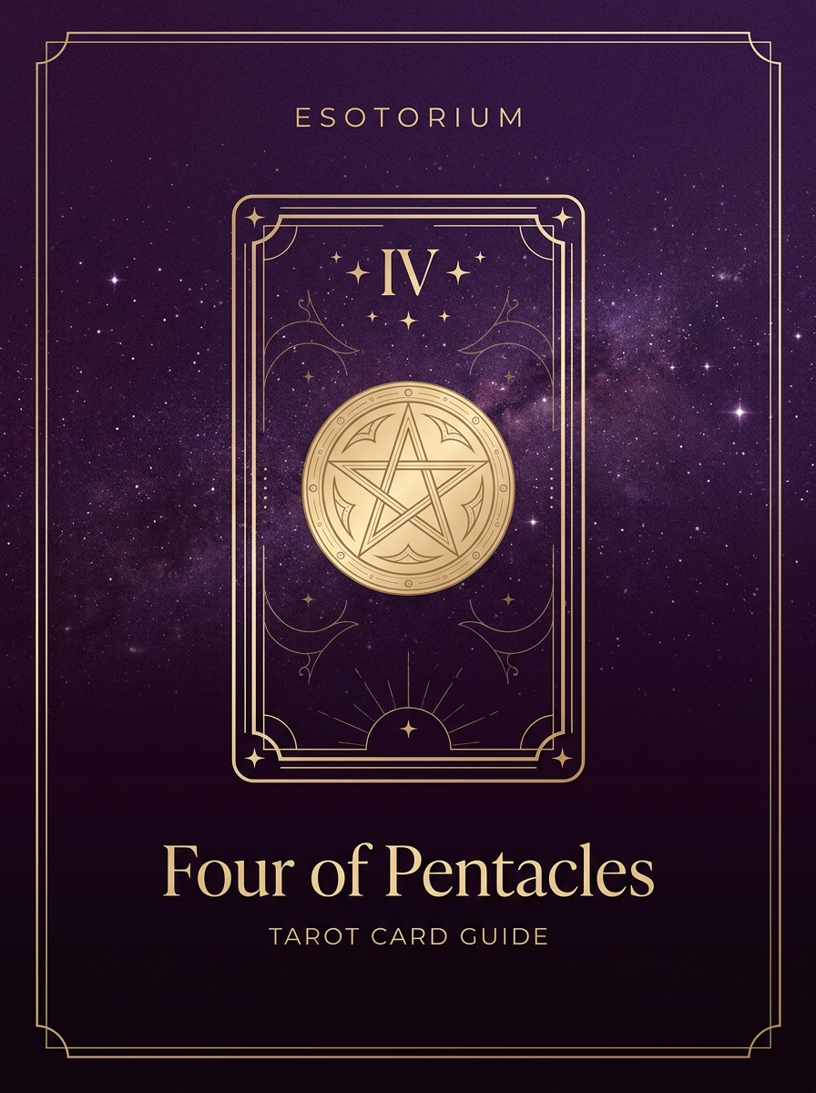 Four of Pentacles tarot card, Esotorium PDF cover