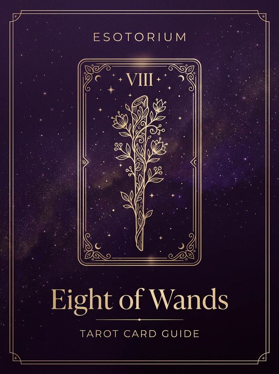Eight of Wands tarot card, Esotorium PDF cover