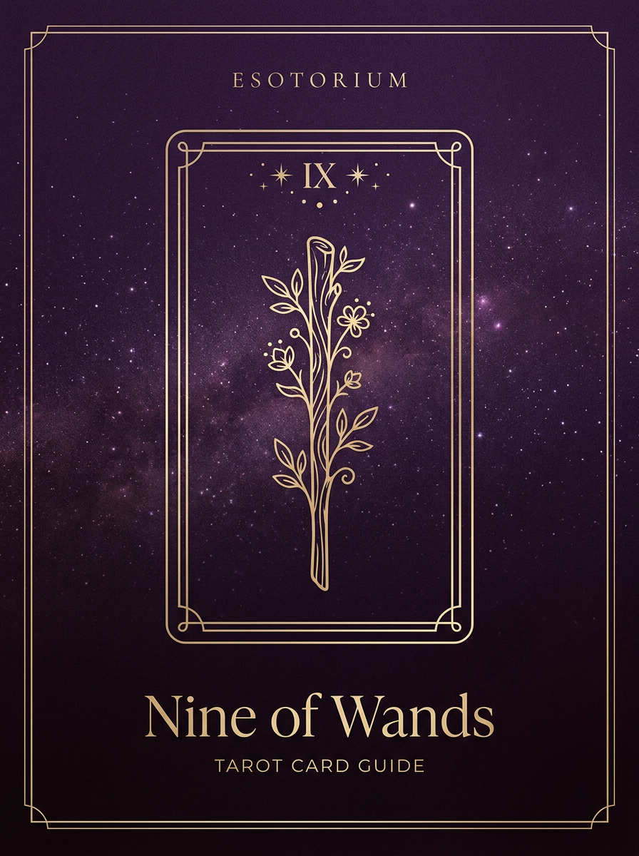 Nine of Wands tarot card, Esotorium PDF cover