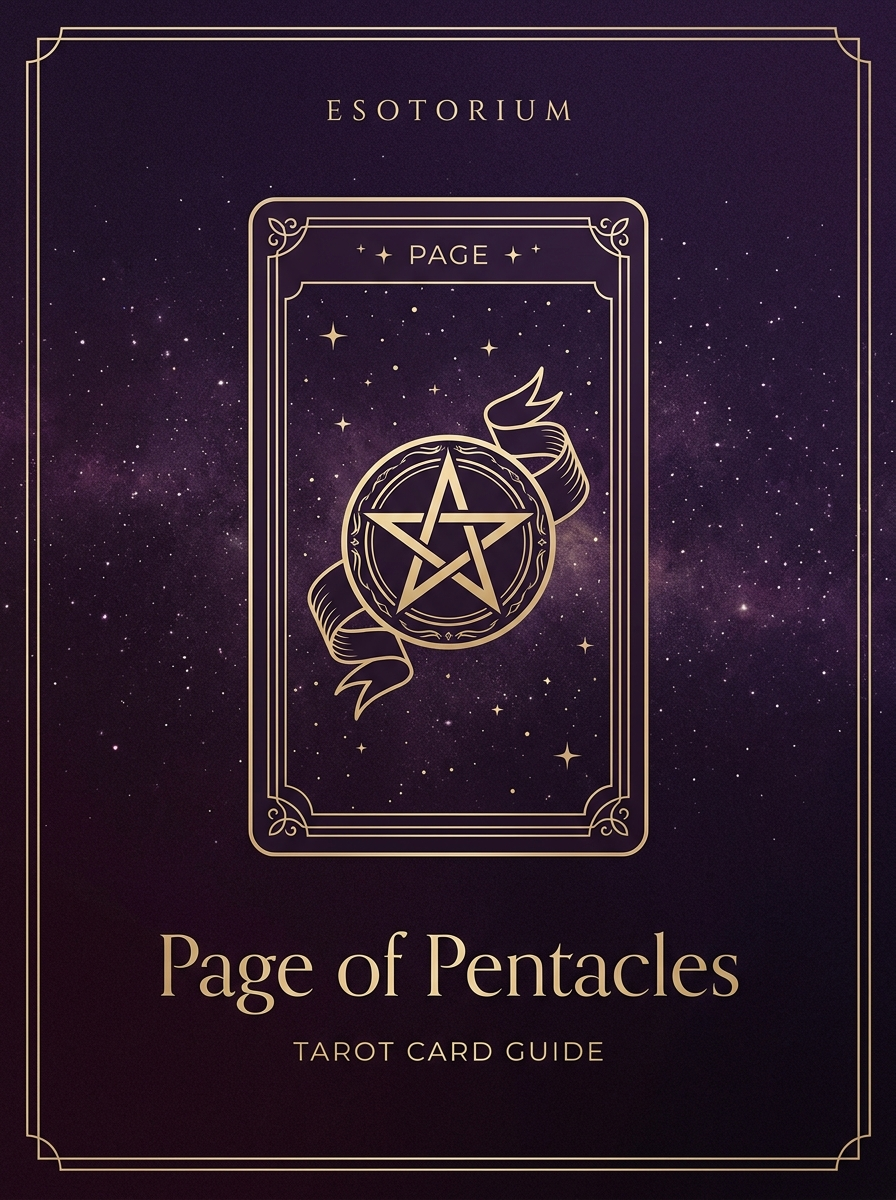 Page of Pentacles tarot card, Esotorium PDF cover