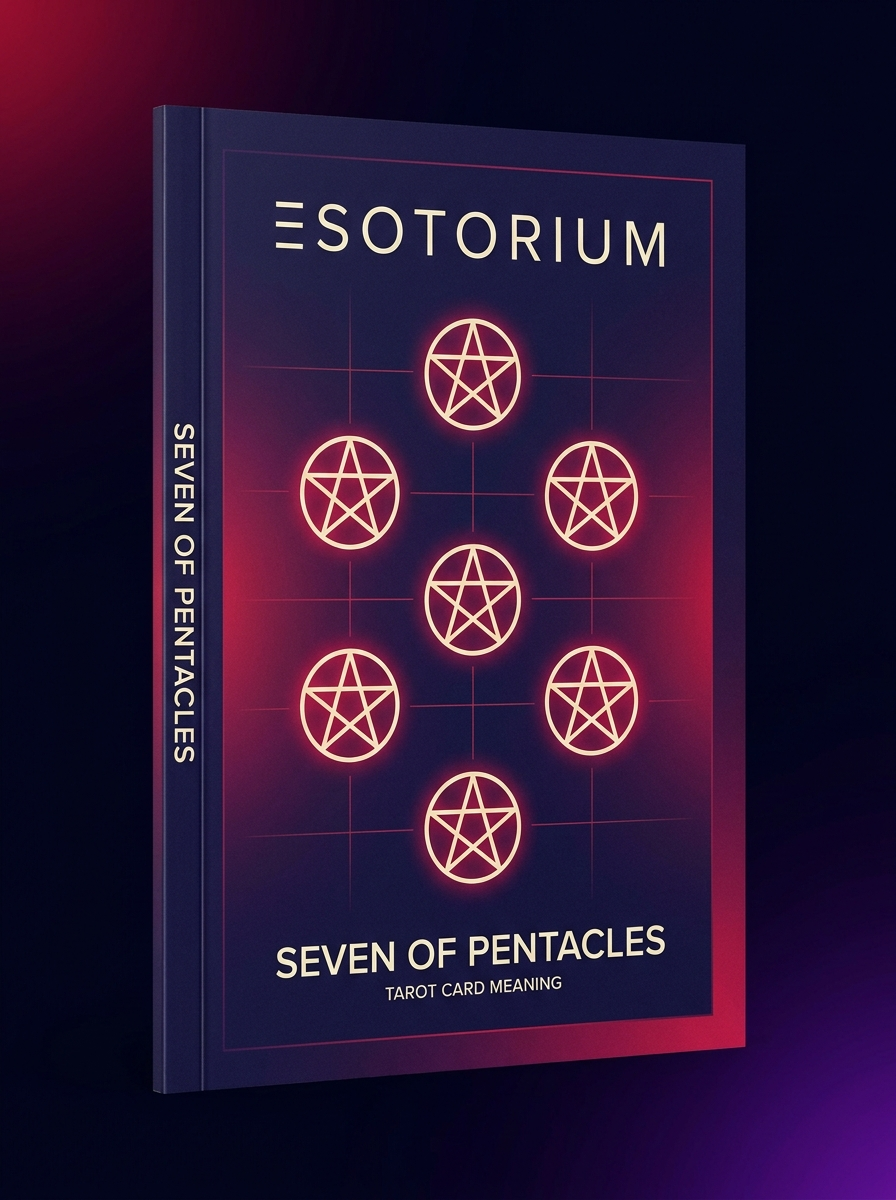 Seven of Pentacles — Tarot Card Meaning (Upright & Reversed) — Esotorium cover v4