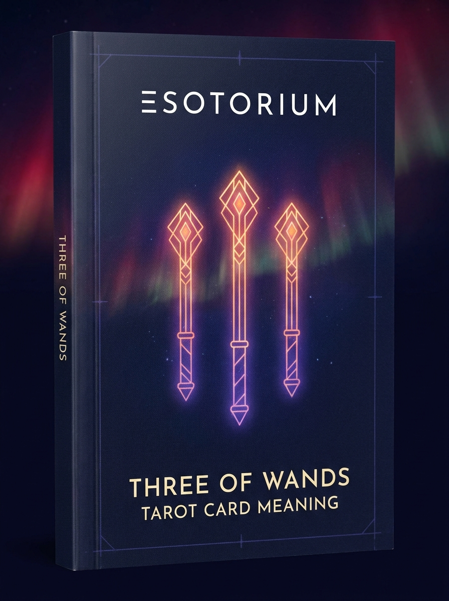 Three of Wands — Tarot Card Meaning (Upright & Reversed) — Esotorium cover v4