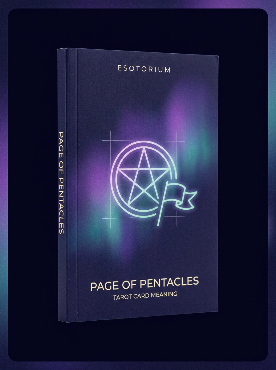Page of Pentacles — Tarot Card Meaning (Upright & Reversed) — Esotorium cover v4