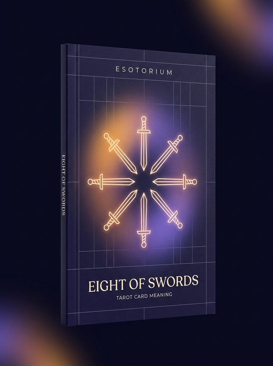 Eight of Swords — Tarot Card Meaning (Upright & Reversed) — Esotorium cover v4