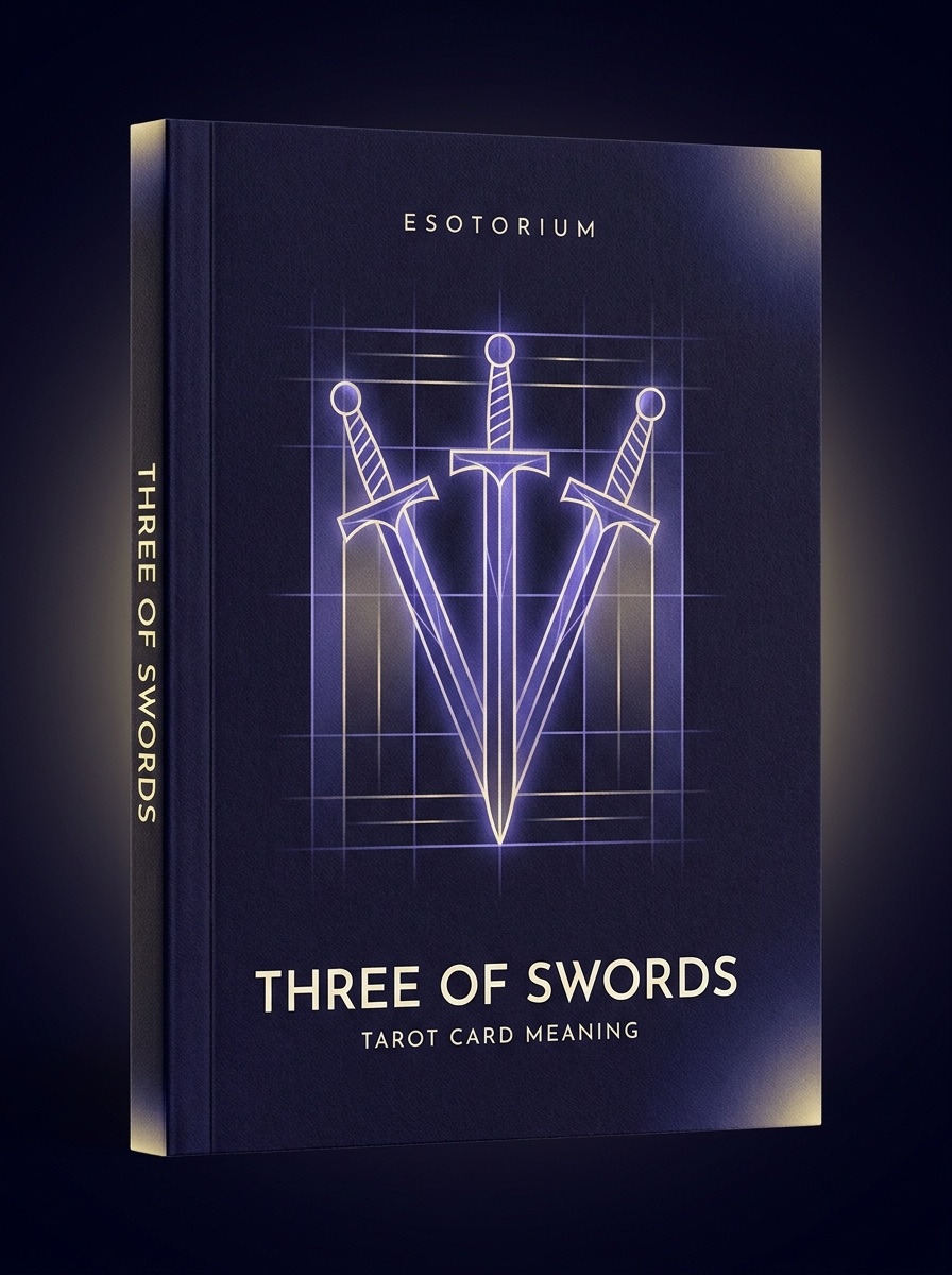 Three of Swords — Tarot Card Meaning (Upright & Reversed) — Esotorium cover v4