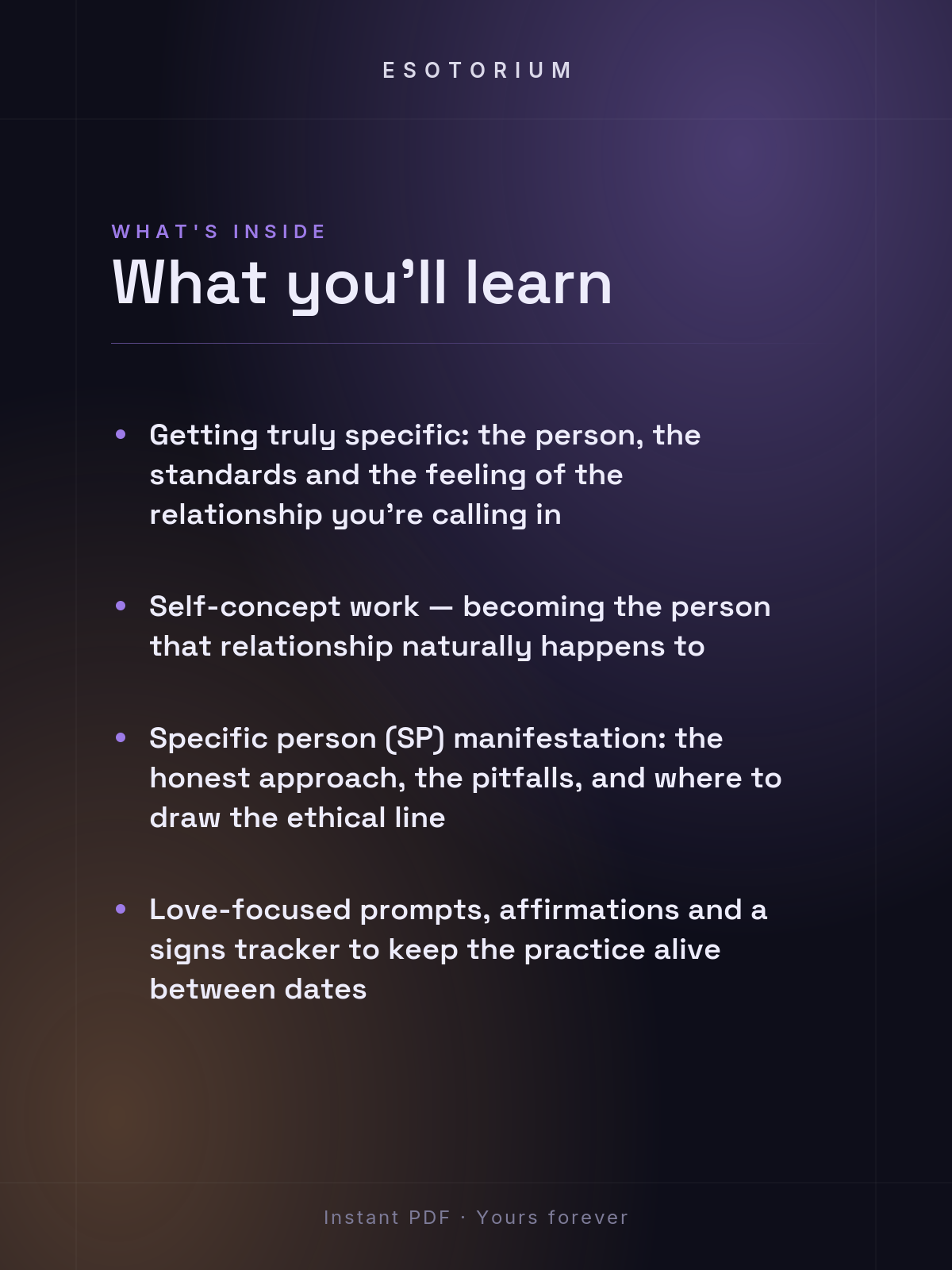 Manifesting Love & Your Specific Person — what you'll learn