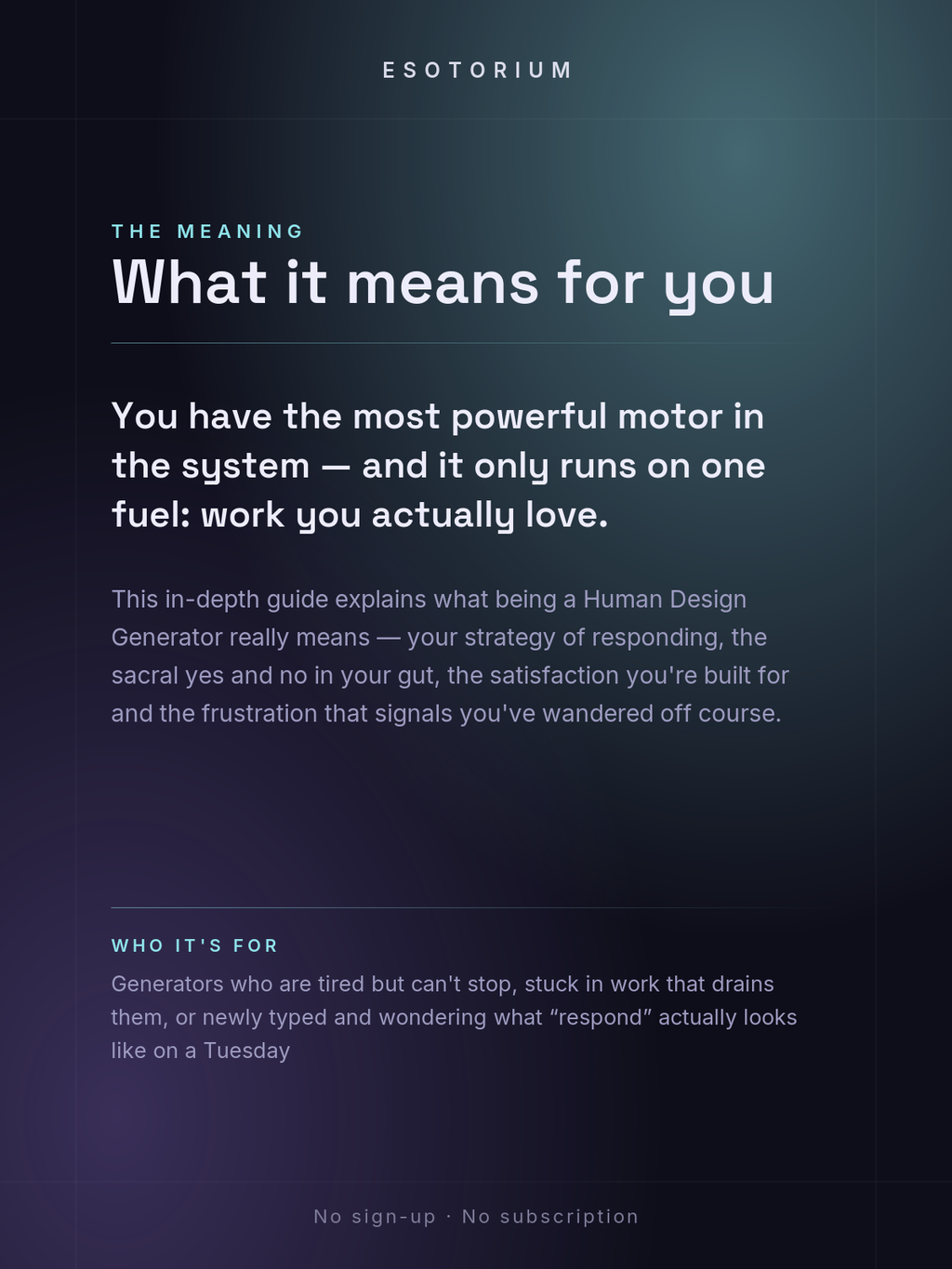 The Generator — Human Design Type Guide — what it means