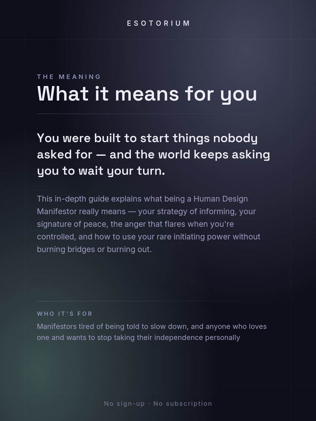 The Manifestor — Human Design Type Guide — what it means