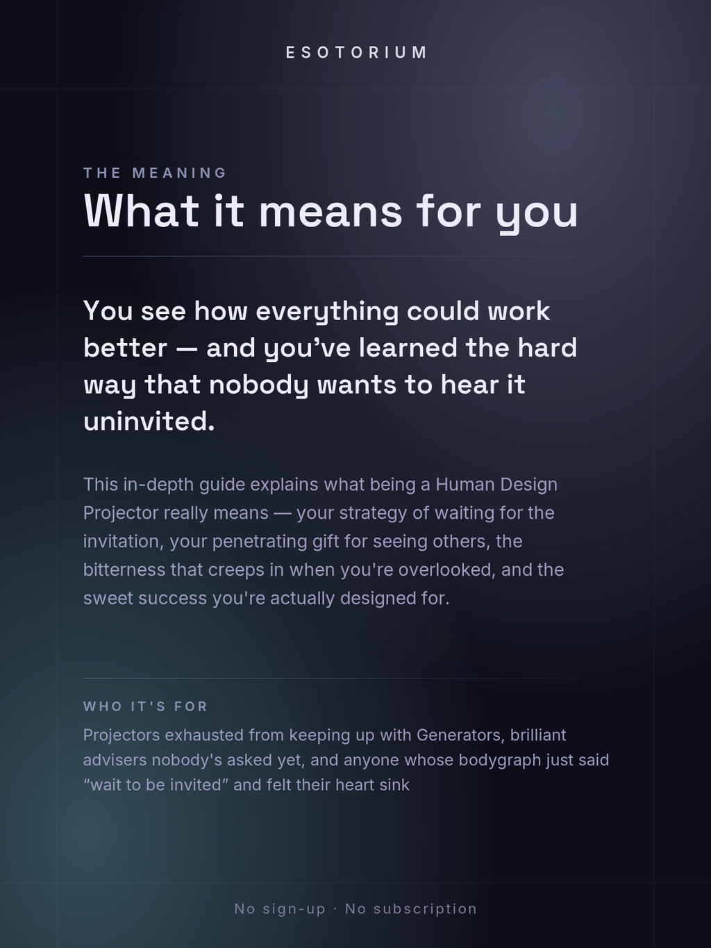 The Projector — Human Design Type Guide — what it means