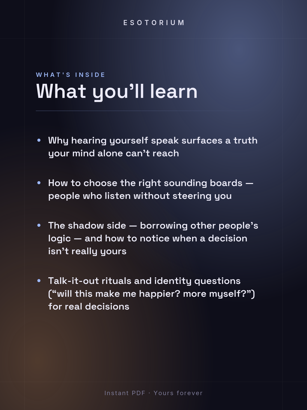 Self-Projected Authority — How to Make Decisions — what you'll learn