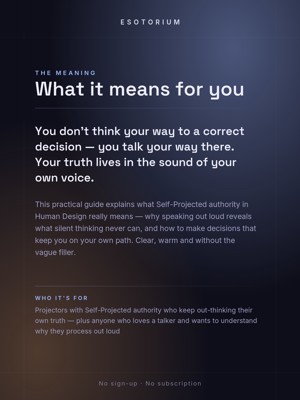 Self-Projected Authority — How to Make Decisions — what it means