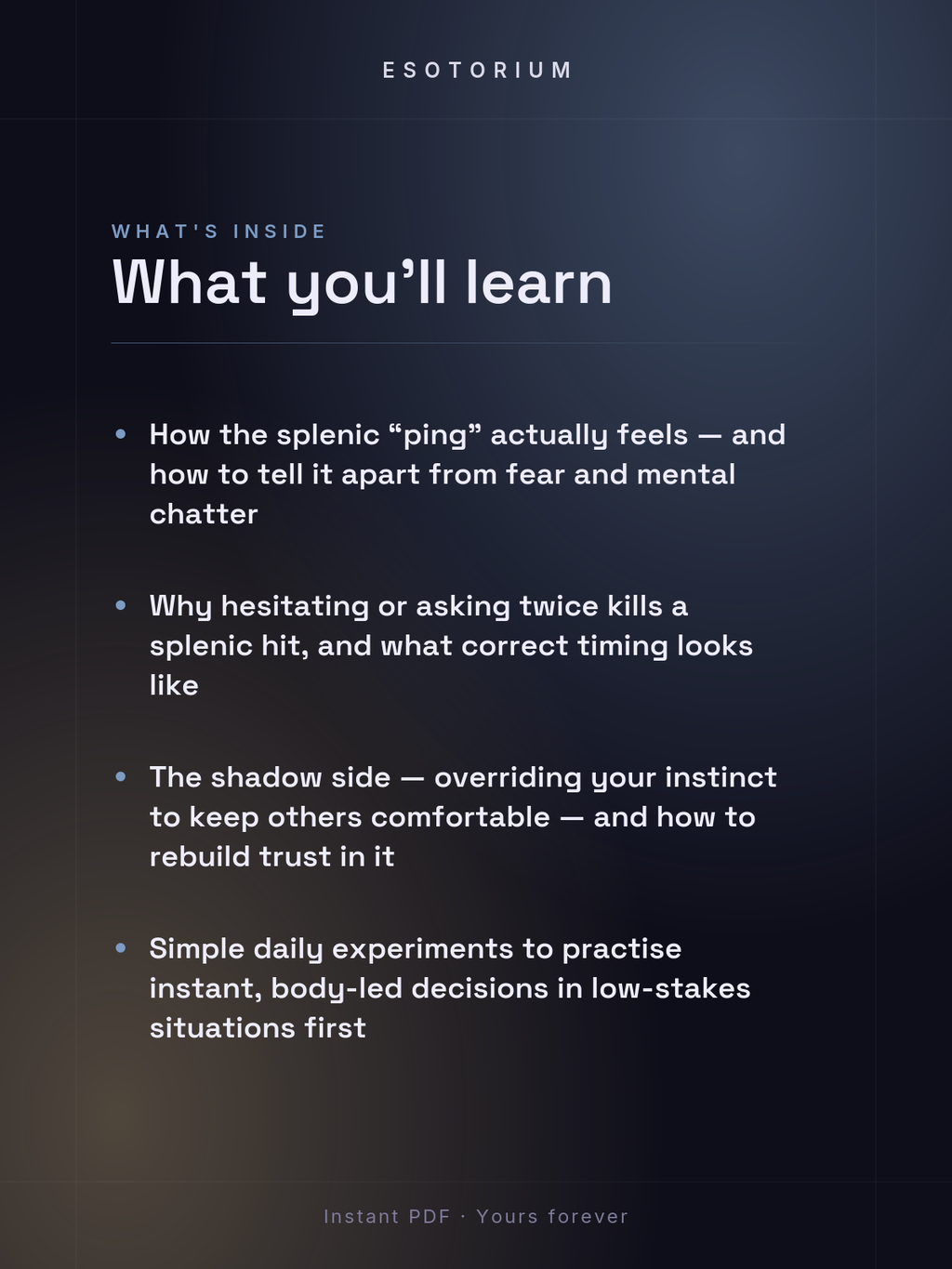 Splenic Authority — How to Make Decisions — what you'll learn